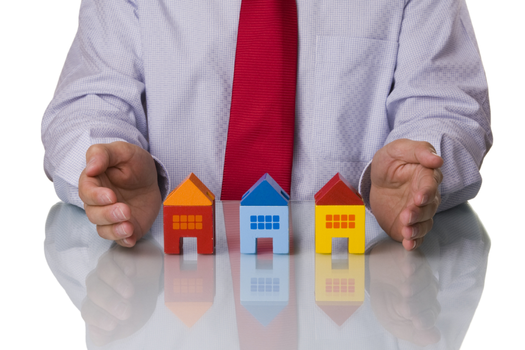Real estate agent showing houses