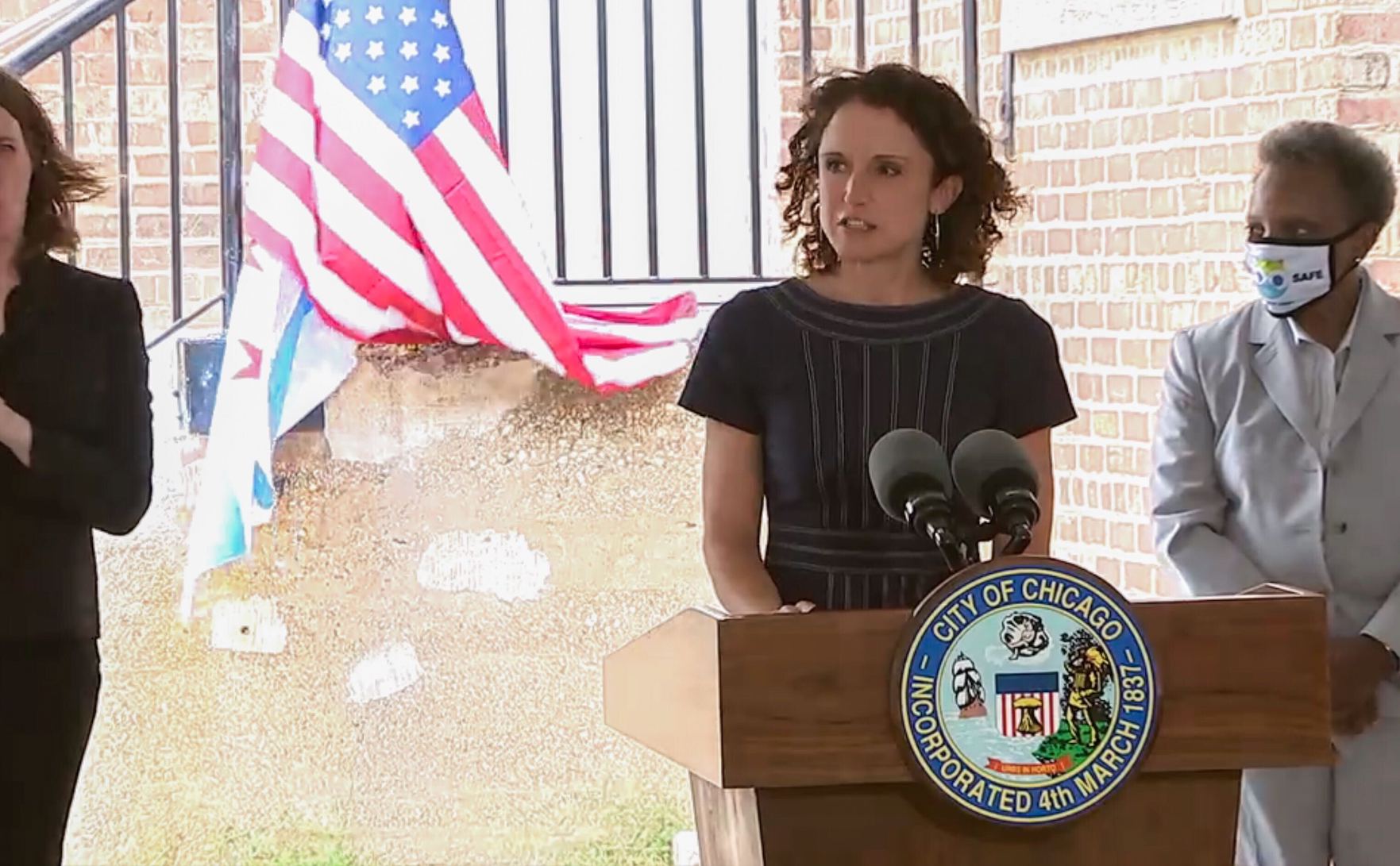 Chicago Department of Housing Commissioner Marisa Novara and Mayor Lori Lightfoot announce a new housing initiative.