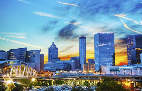 Downtown Atlanta, Georgia at night time