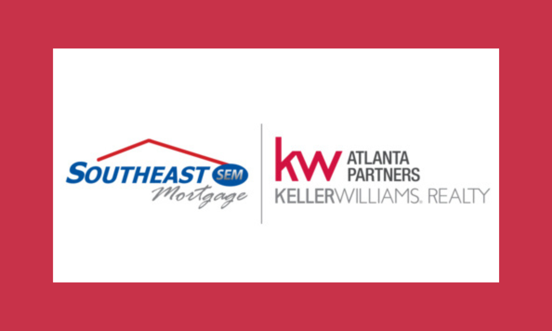 Keller Williams Realty Atlanta Partners and Southeast Mortgage of Georgia, Inc. logos set inside a red rectangle.