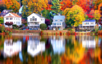 Fall image of homes in Boston's Brighton neighborhood.